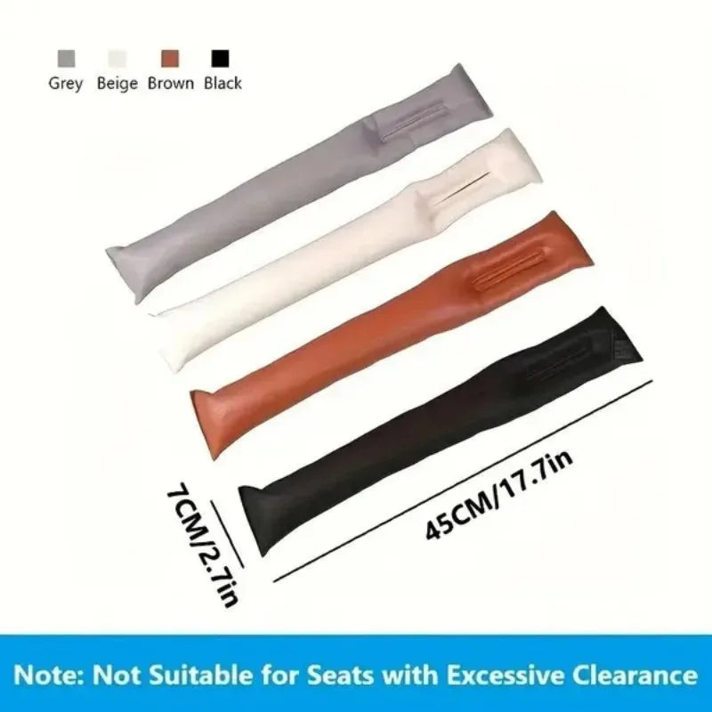 Travel "seat gap" bolster keeps your phone, keys, glasses, wallet from falling between car seats.