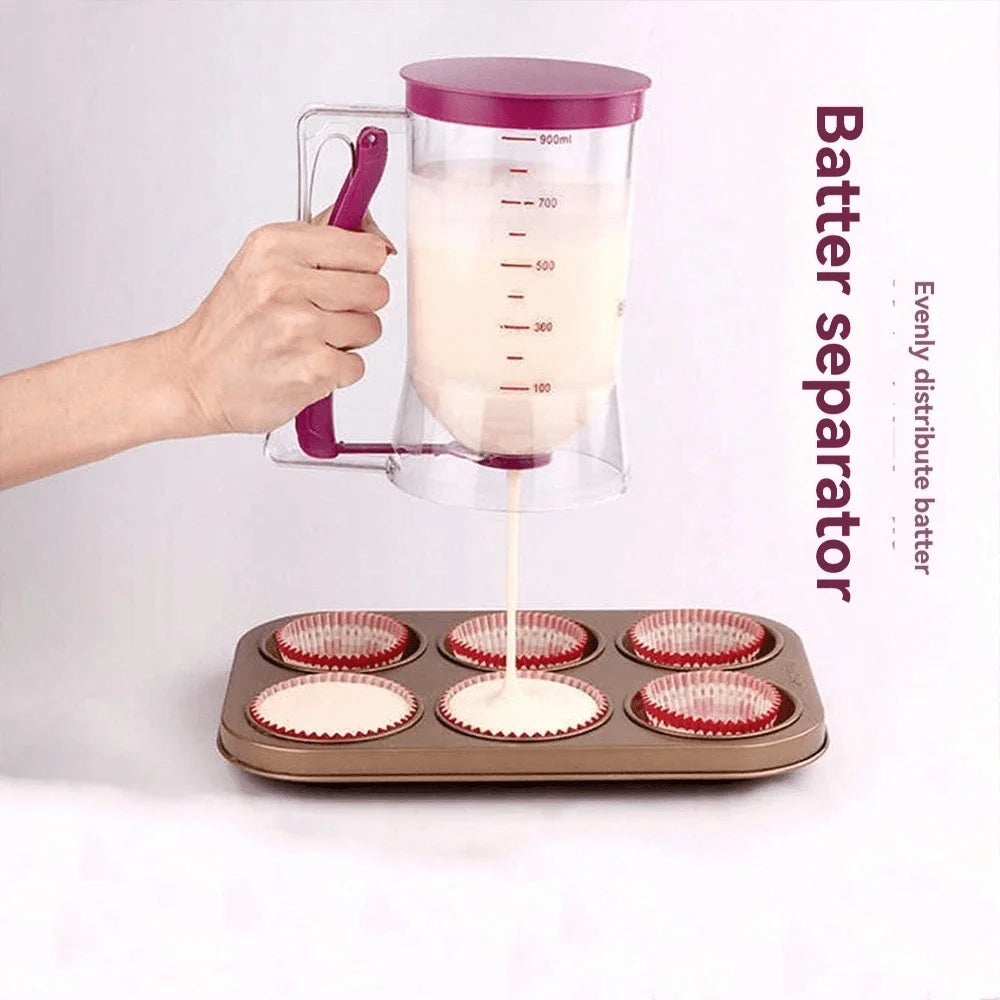 Pancake Batter Dispenser With Handle, Pairs with mini Pancake griddle, Batter Mixing Dispenser, Perfect For Pancakes, Cupcakes, Waffles, Muffin Batter, Cakes, use with Cupcake Liners. A great Kitchen Tool for Family Gathering
