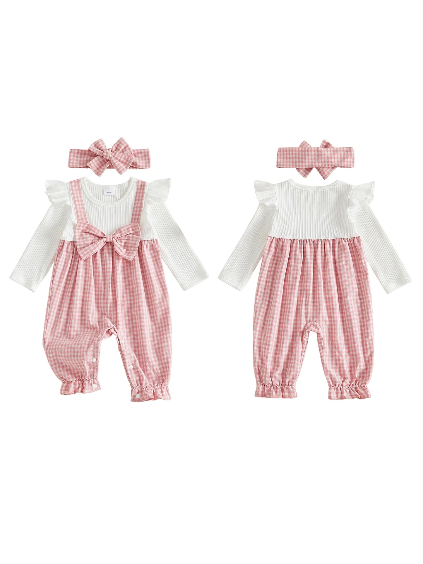 Cute Baby Girl's Jumpsuit with Headband. Girls Fall Outfit for Special Occasions.