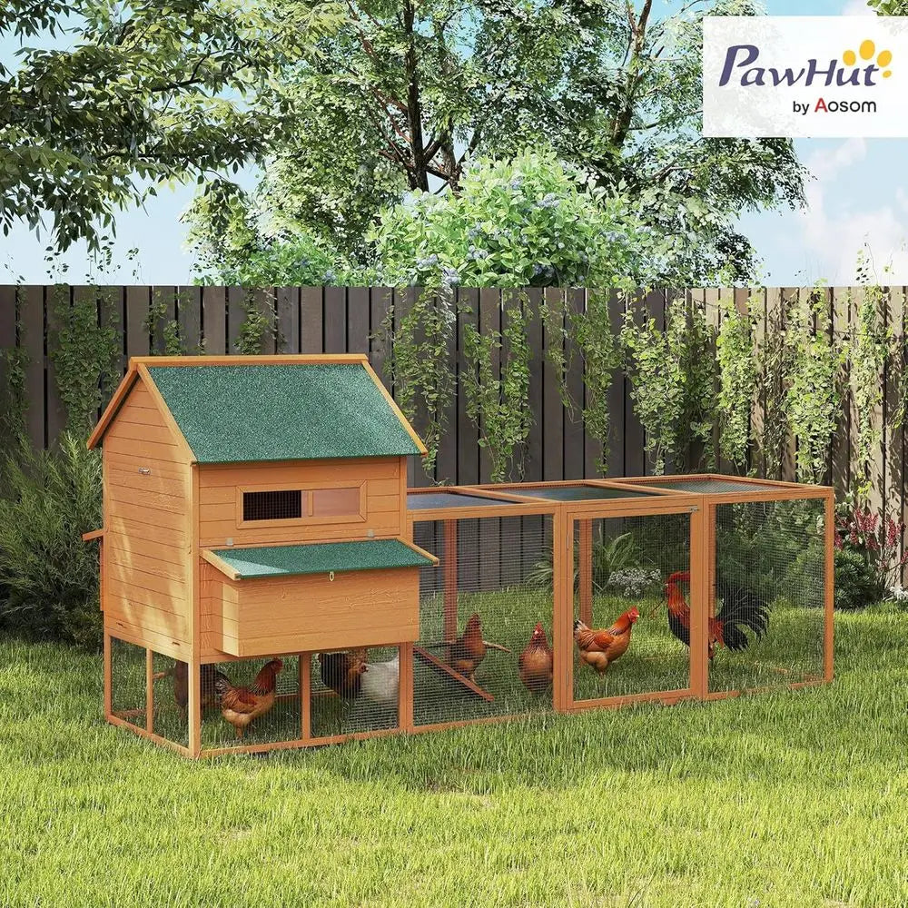 Large Wooden Chicken Coop with Nesting Box and Run for 8-10 Hens, great family learning on raising chickens.