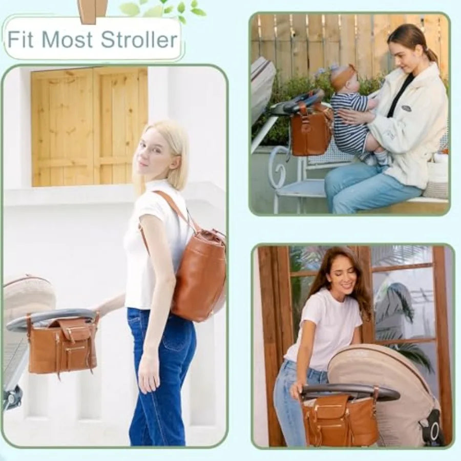 Universal Stroller Organizer with Insulated Cup Holder, Baby Storage Bag with Adjustable Straps, Fits all Strollers