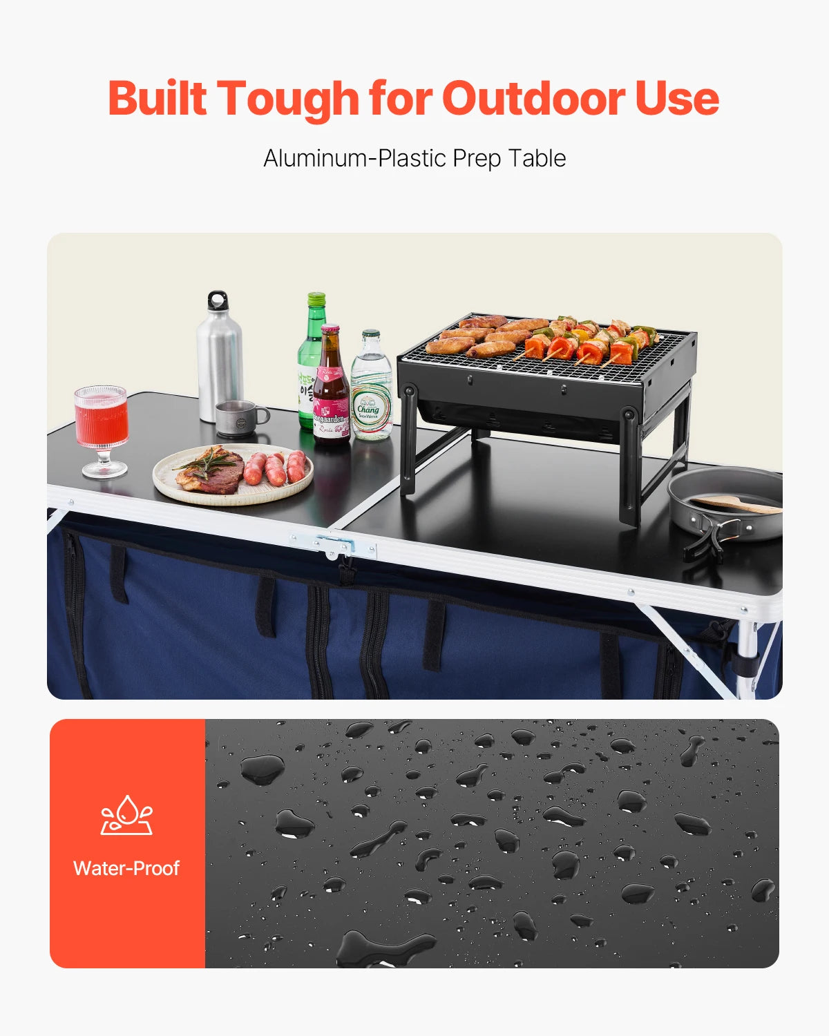 SucceBuy Folding Camping Kitchen Table For Outdoor Cooking