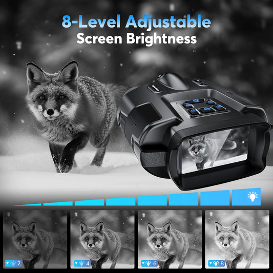 Night Vision Binoculars 4K Infrared Rechargeable 8X Zoom and 3" display