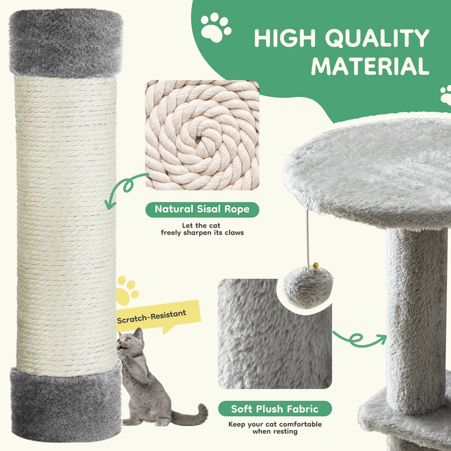 Large Cat Condo for Climbing and Hiding, for hours of engaging your Kitties, for Multi Cat Climbing on Towers With Sisal posts