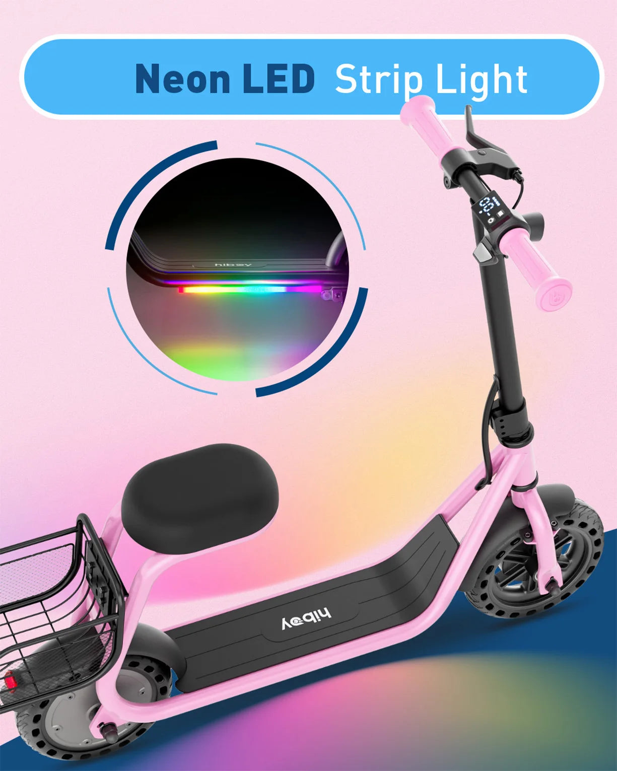 Kids Electric Scooter With Seat, 100W UL Battery with 3 adjustable speeds