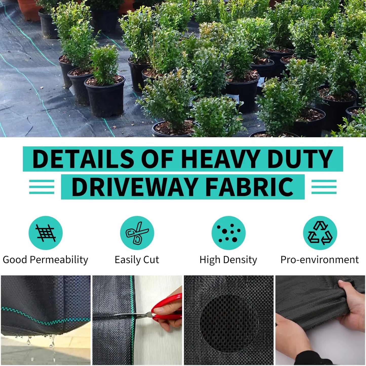 HiMISS Weed Barrier Landscape Fabric Heavy Duty Woven Garden Cloth