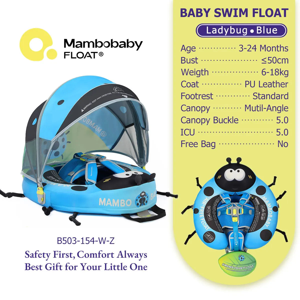 Non-Inflatable Baby Pool Float With Parasol for Adult Supervised Pool time with Littles