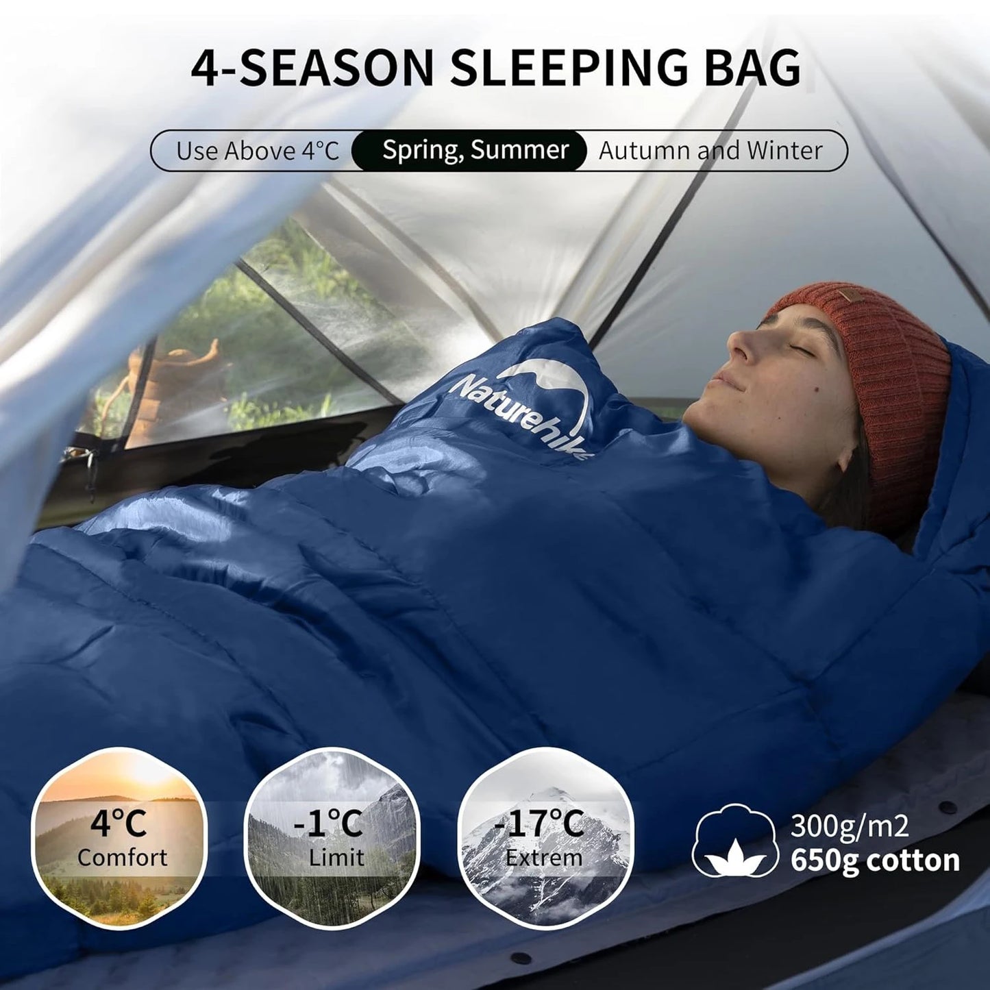 Ultra Warm Mummy Sleeping Bag For Adults that Camp Out, made with washable Polyester