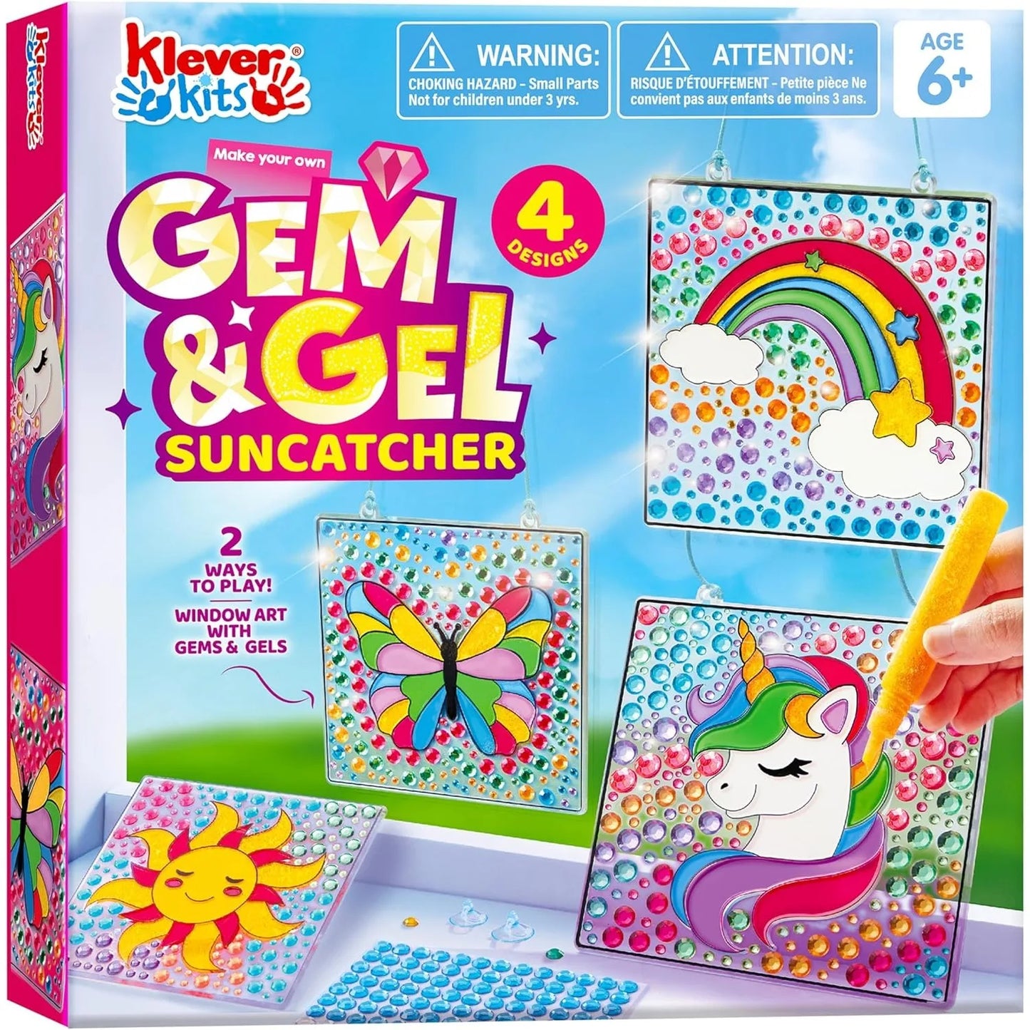 4PCS Window Art 2-in-1 Gems and Gels Suncatchers for Kids Craft time and artistic play.