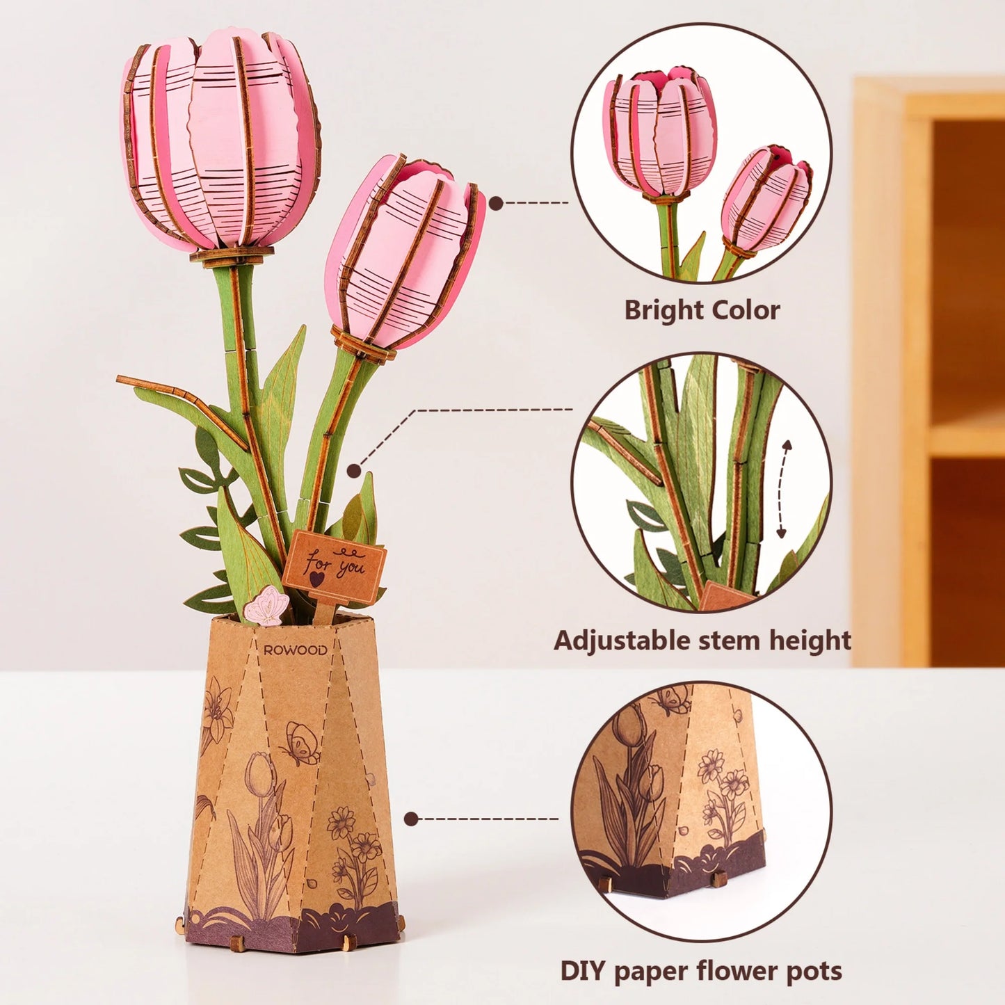Rolife Wooden 3D Puzzle Orchid Flower Kit For Gifting
