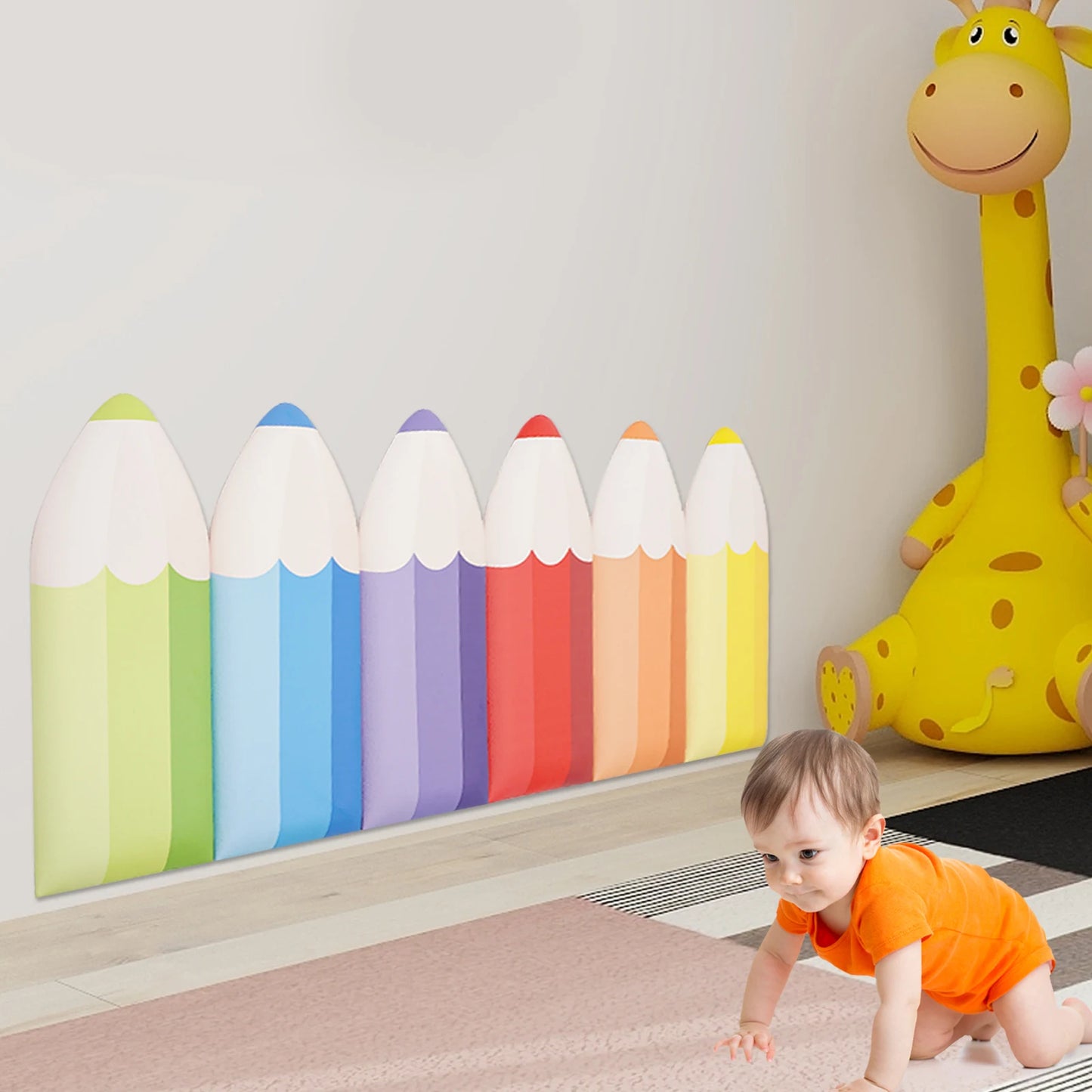 Self-Adhesive Padded 6pc. Crayon Wall Cushions Adding Whimsy to Child Spaces