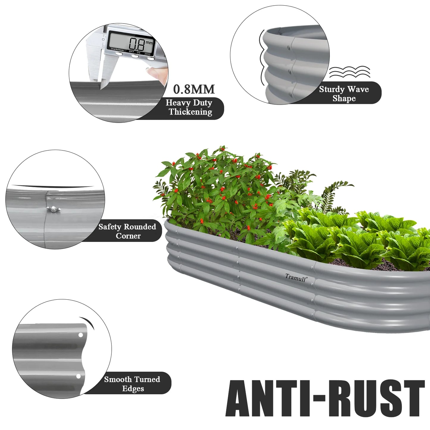 2 Pack 6x3x1FT Galvanized Raised Garden Bed Kit, Oval Metal Planter Box for Vegetables. Flowers, Herbs