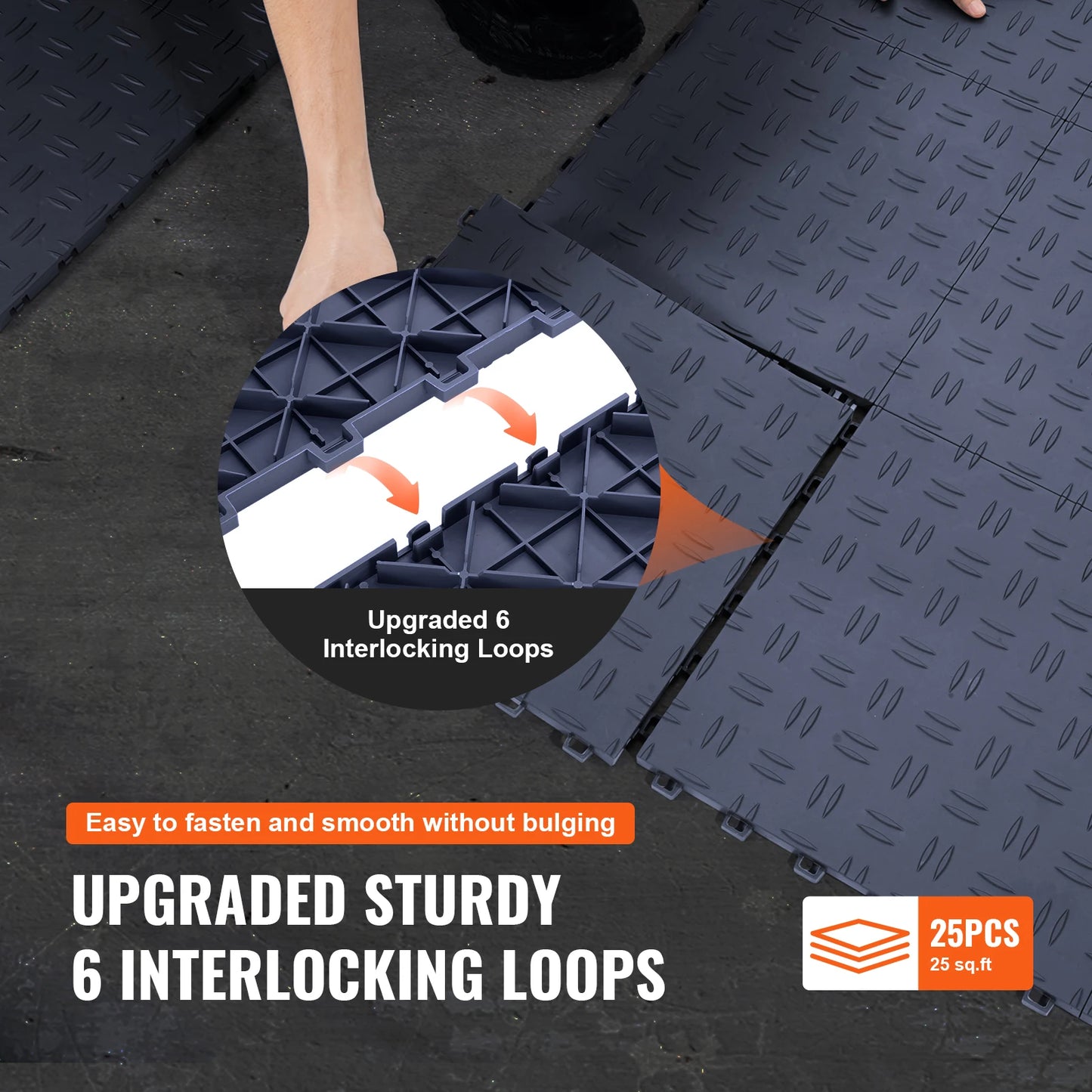 Interlocking Garage Floor Tiles 25 Pack Non Slip Double Sided Texture