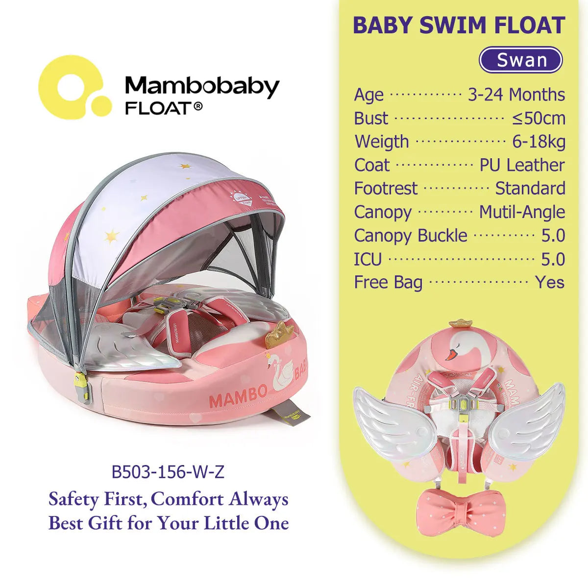 Non-Inflatable Baby Pool Float With Parasol for Adult Supervised Pool time with Littles