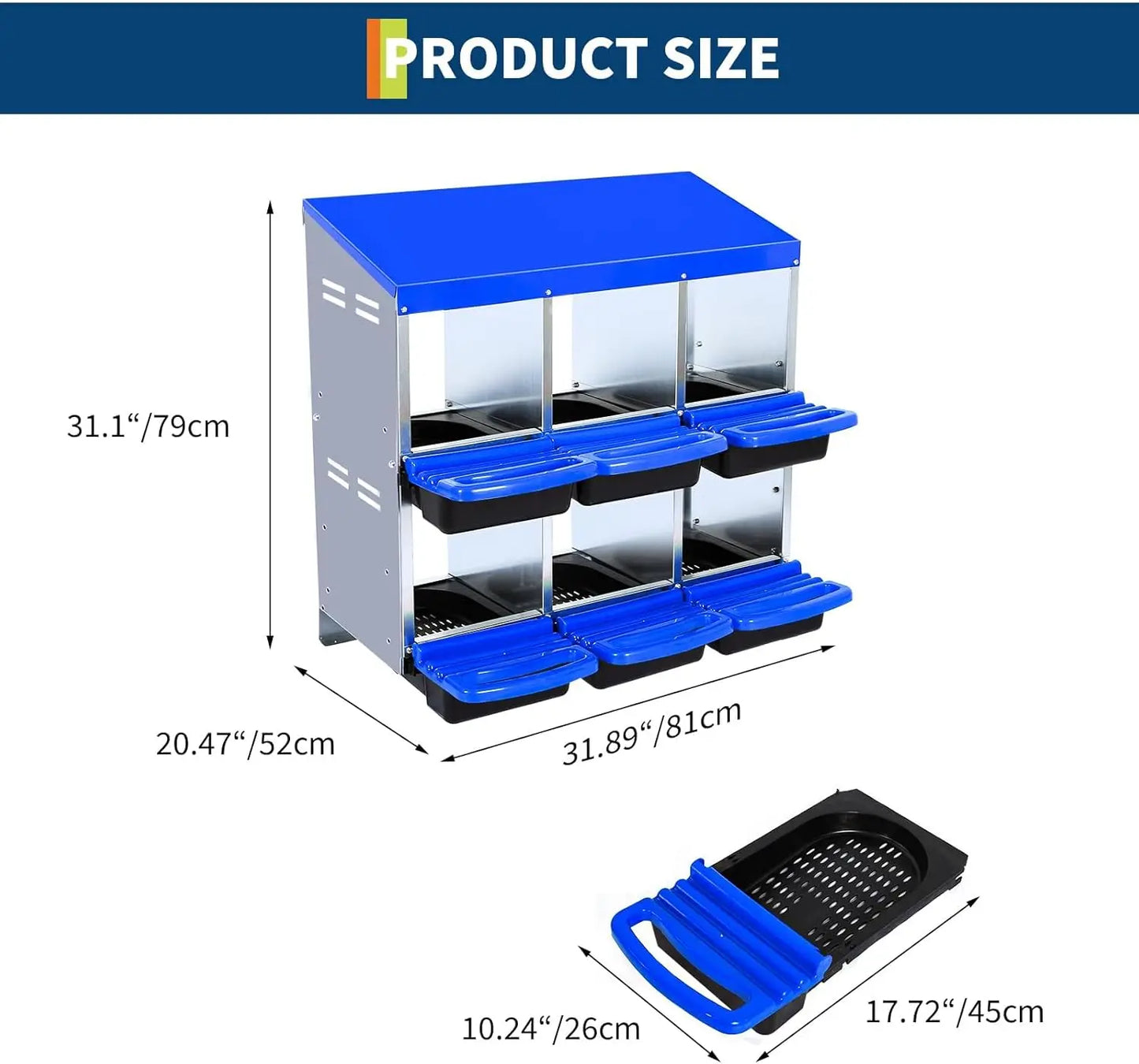 Chicken Nesting Box, Roll Away Design Hen Roosting Box for High-Volume Egg Collection Case with Metal Legs or Wall Mounting