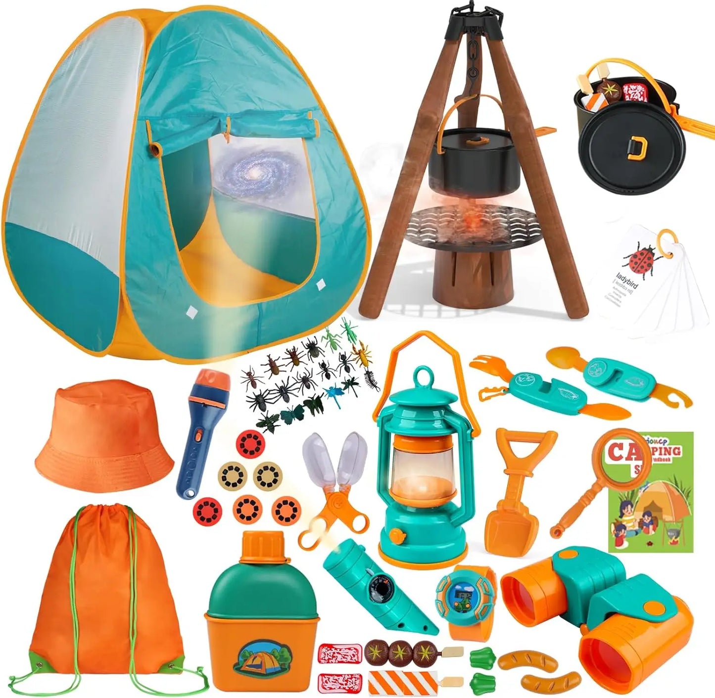 Kids Camping Set With Tent And Space Projector Flashlight