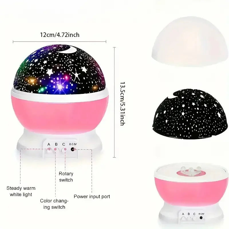 USB Starry Night Light Projector With Moon And Rotating Stars