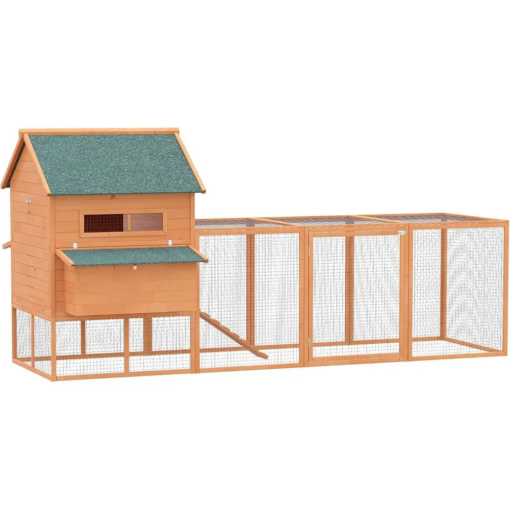 Large Wooden Chicken Coop with Nesting Box and Run for 8-10 Hens, great family learning on raising chickens.