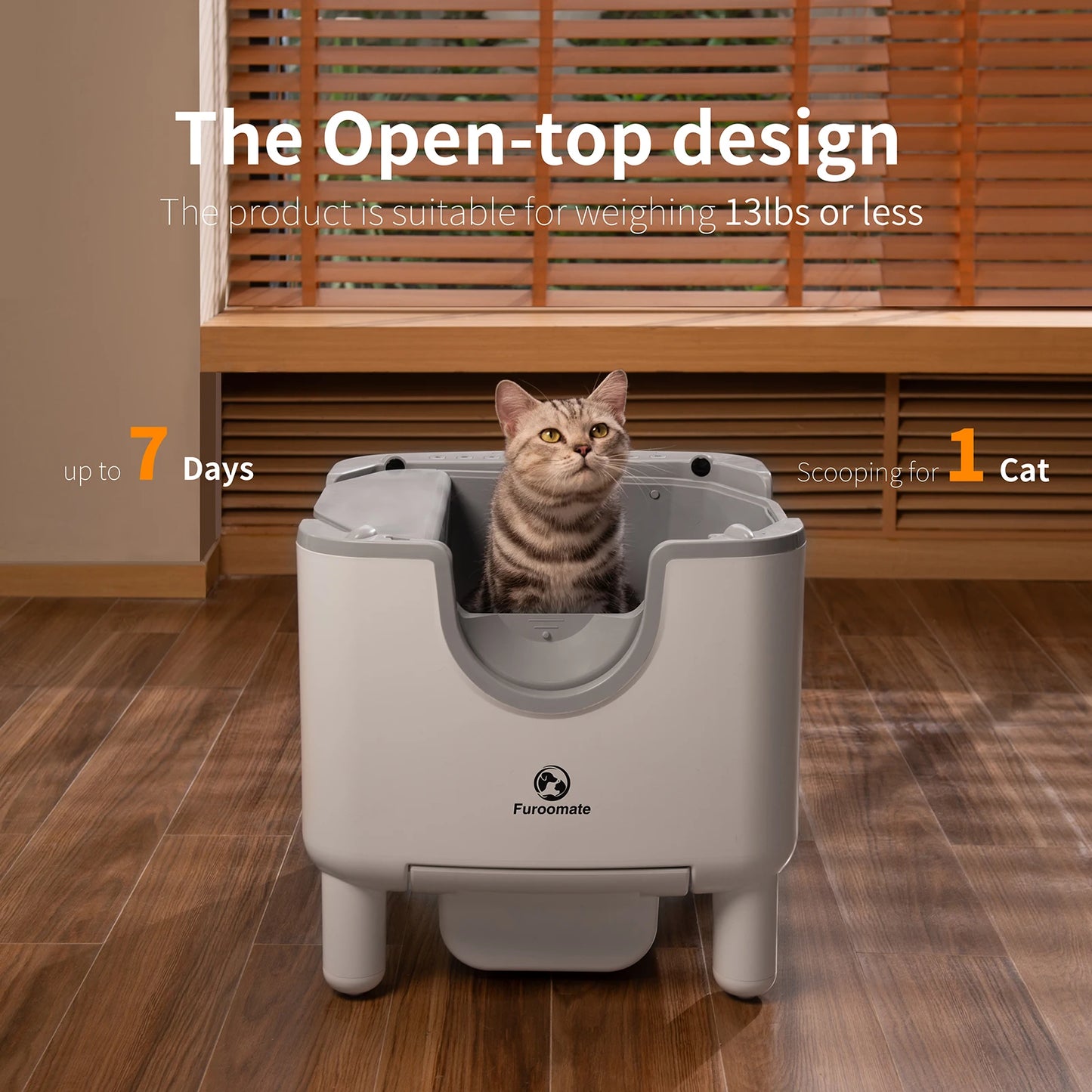 Self Cleaning Open Top Automatic Cat Litter Box for Odor Control and hygenic cleaning