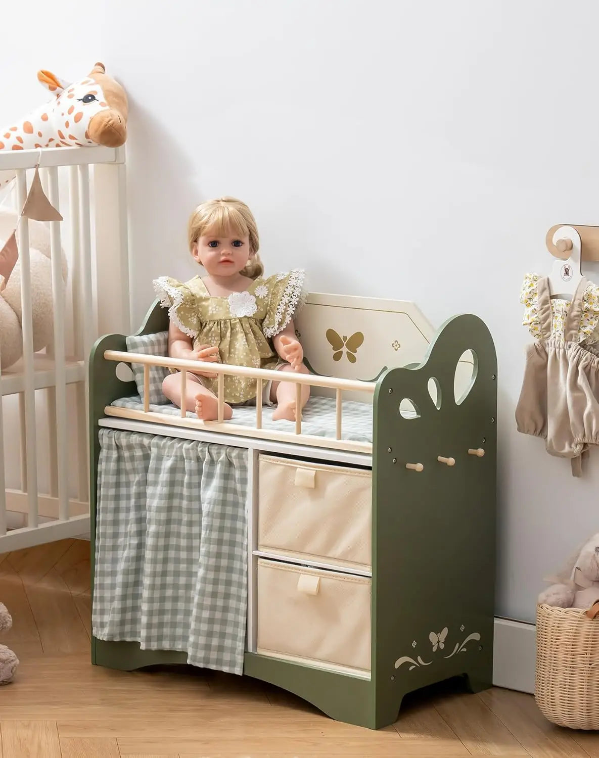 Rolife Baby Doll Bed With Storage And Bedding Accessories