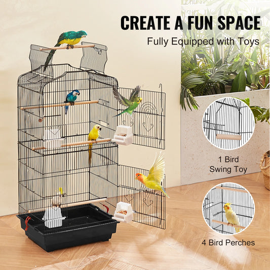 Open Top Bird Cage With Swing And Perches For Various Birds