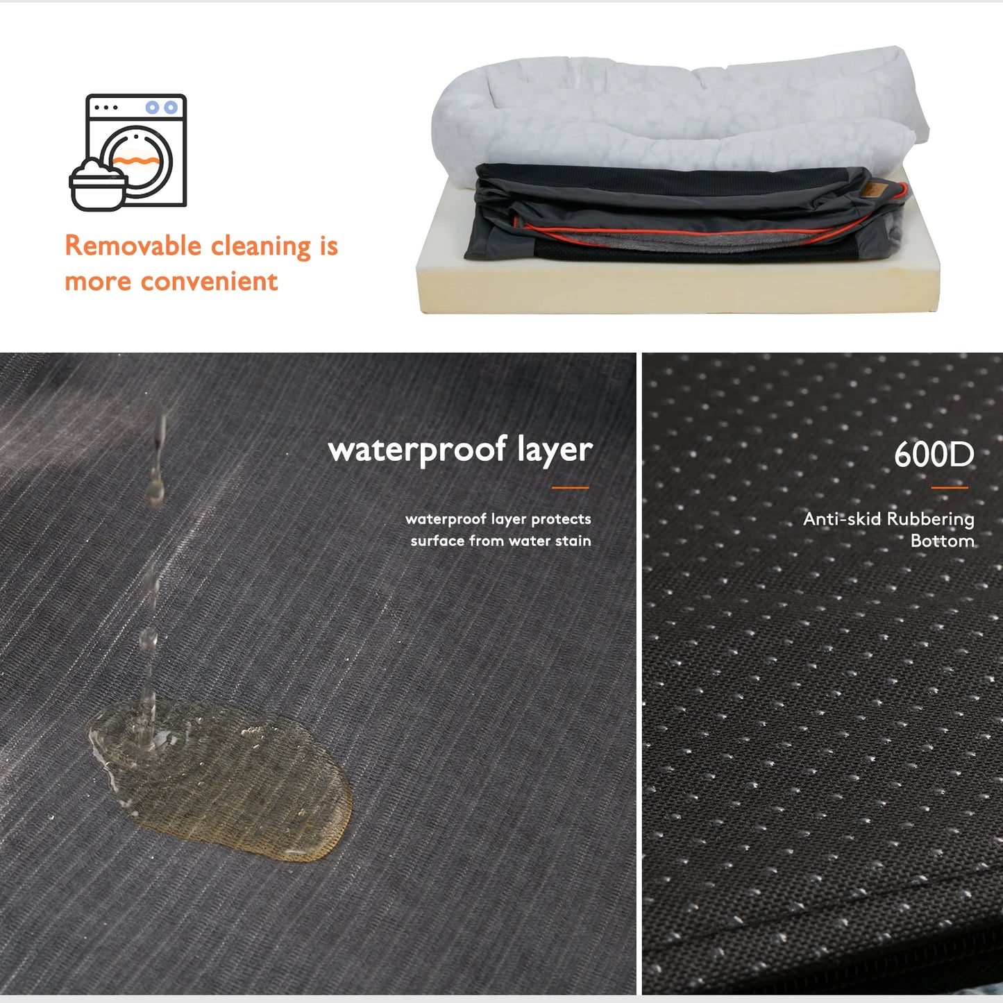 Large Dog Bed, Comfortable Anti Allergy Fleece with Removable Washable Cover.