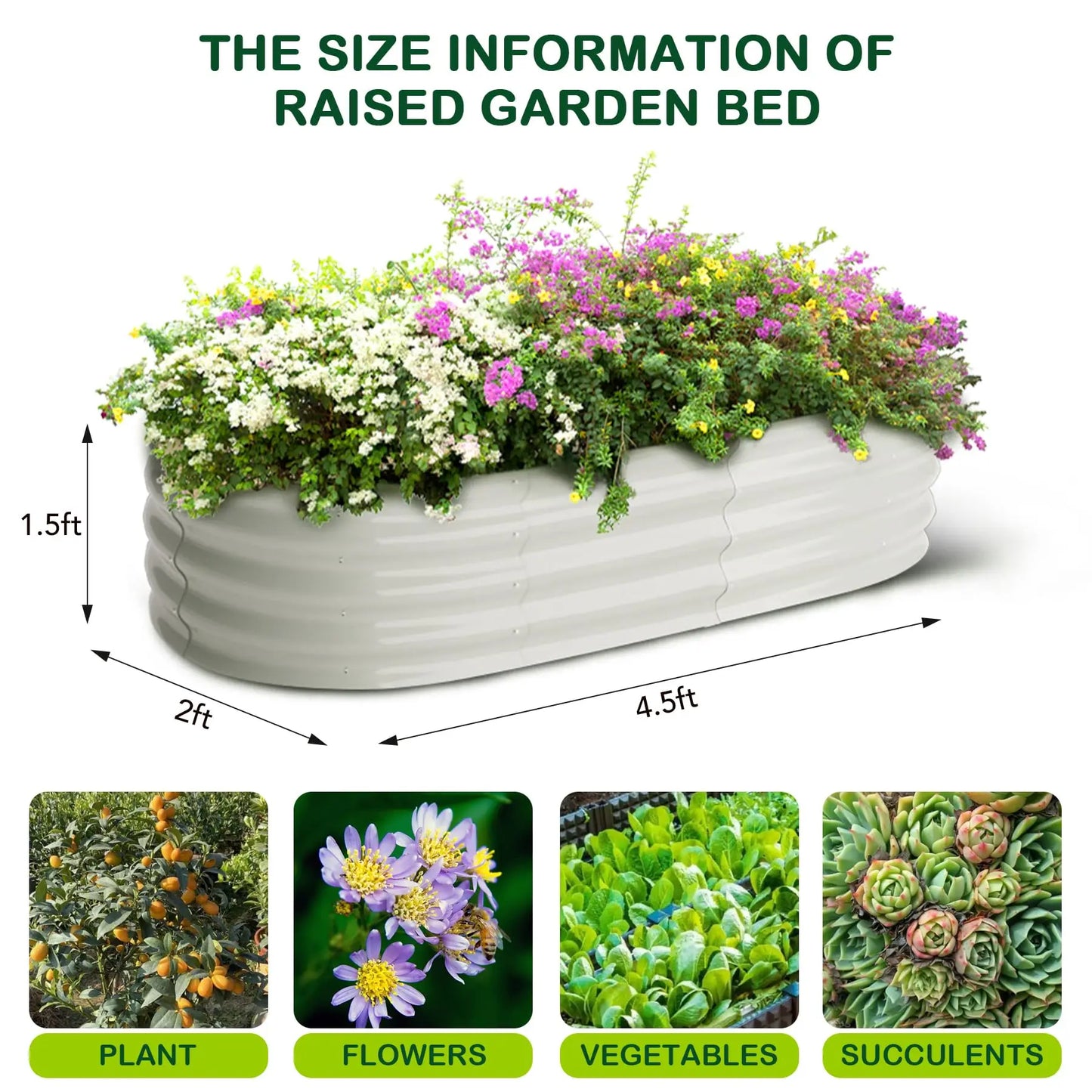 2-Pack Oval Galvanized Steel Raised Garden Bed with Open Base,  Safety Edge Metal Planter Box, Raised Beds for Vegetables, Flowers, Herbs