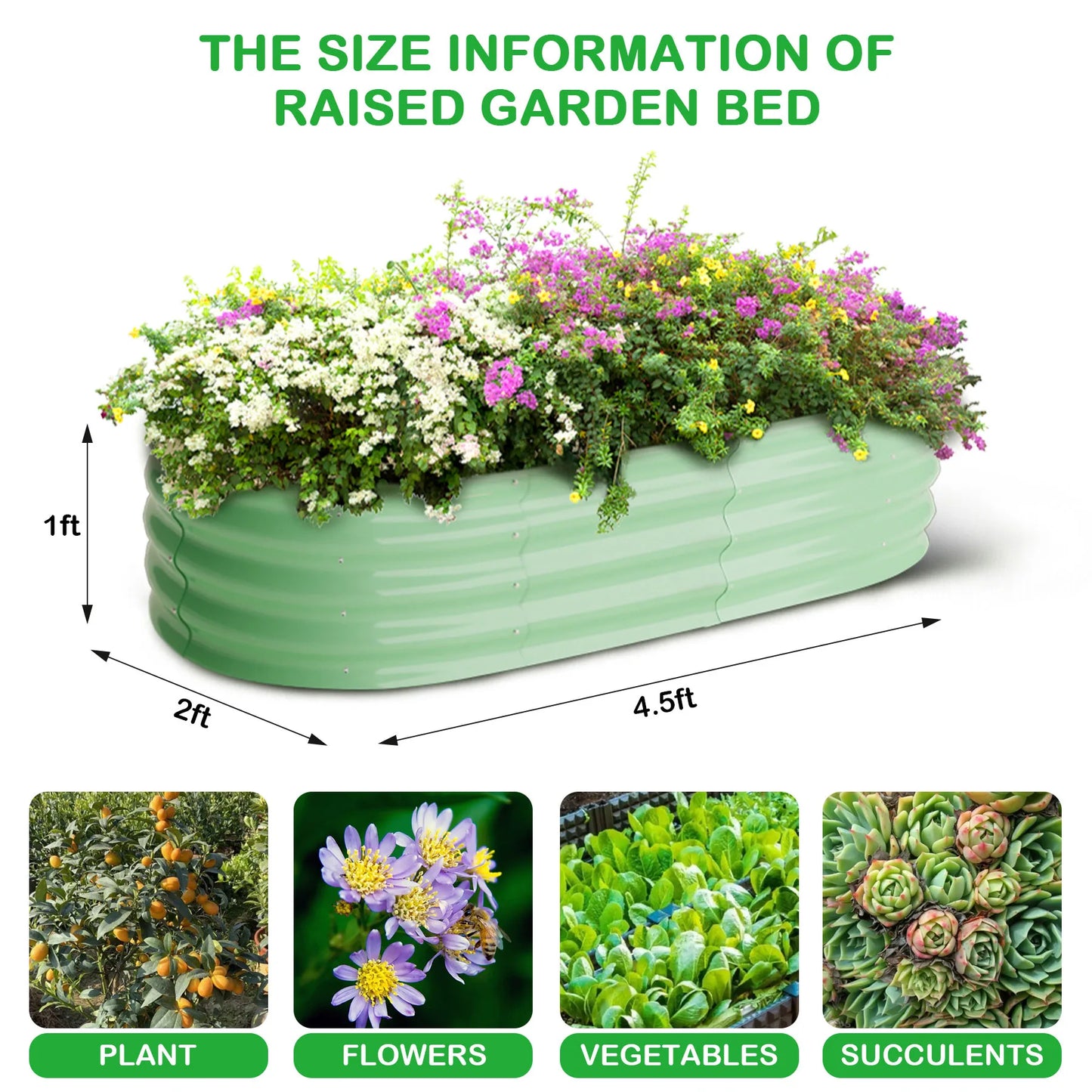 2-Pack Oval Galvanized Steel Raised Garden Bed with Open Base,  Safety Edge Metal Planter Box, Raised Beds for Vegetables, Flowers, Herbs