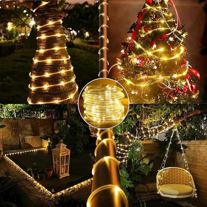 IEEYEEY LED Solar Strip Rope Fairy Lights For Outdoor Garden Decor