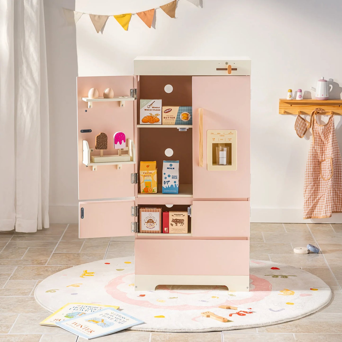Kid's Kitchen Wooden Playset with Realistic Sound, Promotes Imaginative Play for Boys and Girls, ages toddler to age 7. Great gift for Birthdays and Holidays.