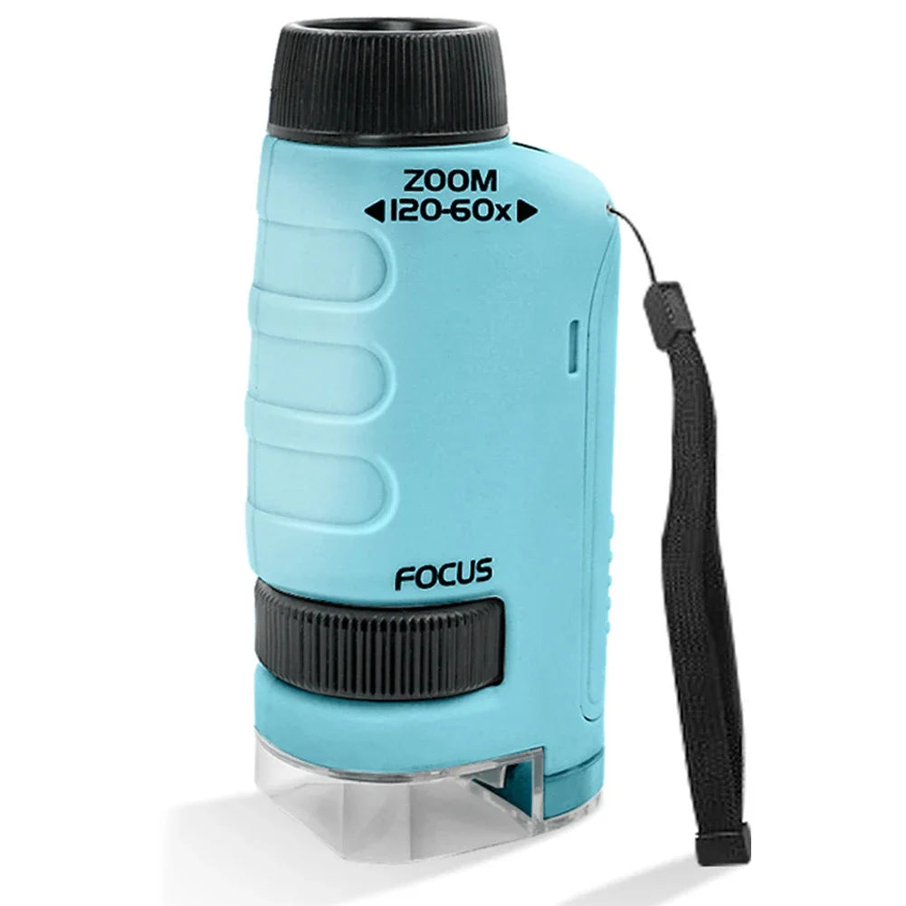 Handheld Microscope Kit With LED Light For Learning in the Great Outdoors, uses batteries for best hands-on discovery
