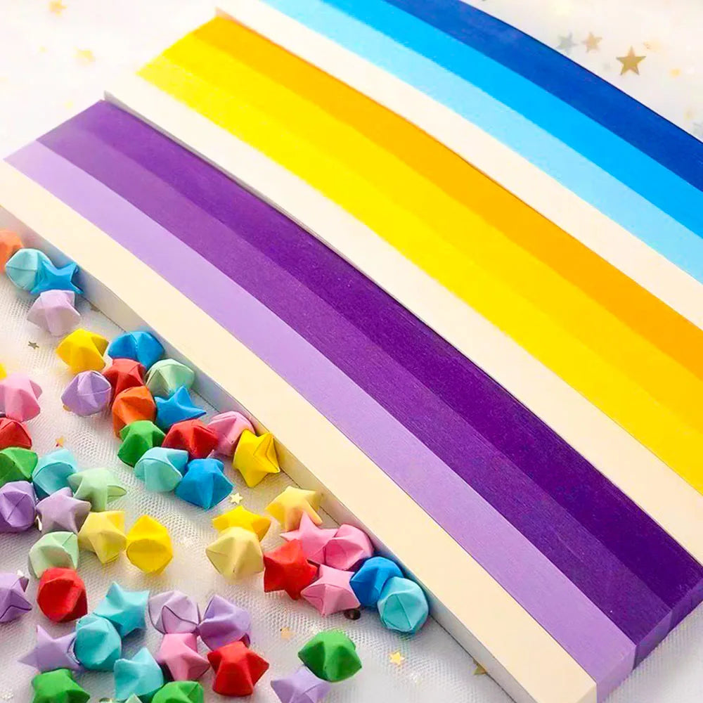 540 Sheets Rainbow Gradient Origami Paper, Double Sided Star Folding Strips for kids and family craft times.