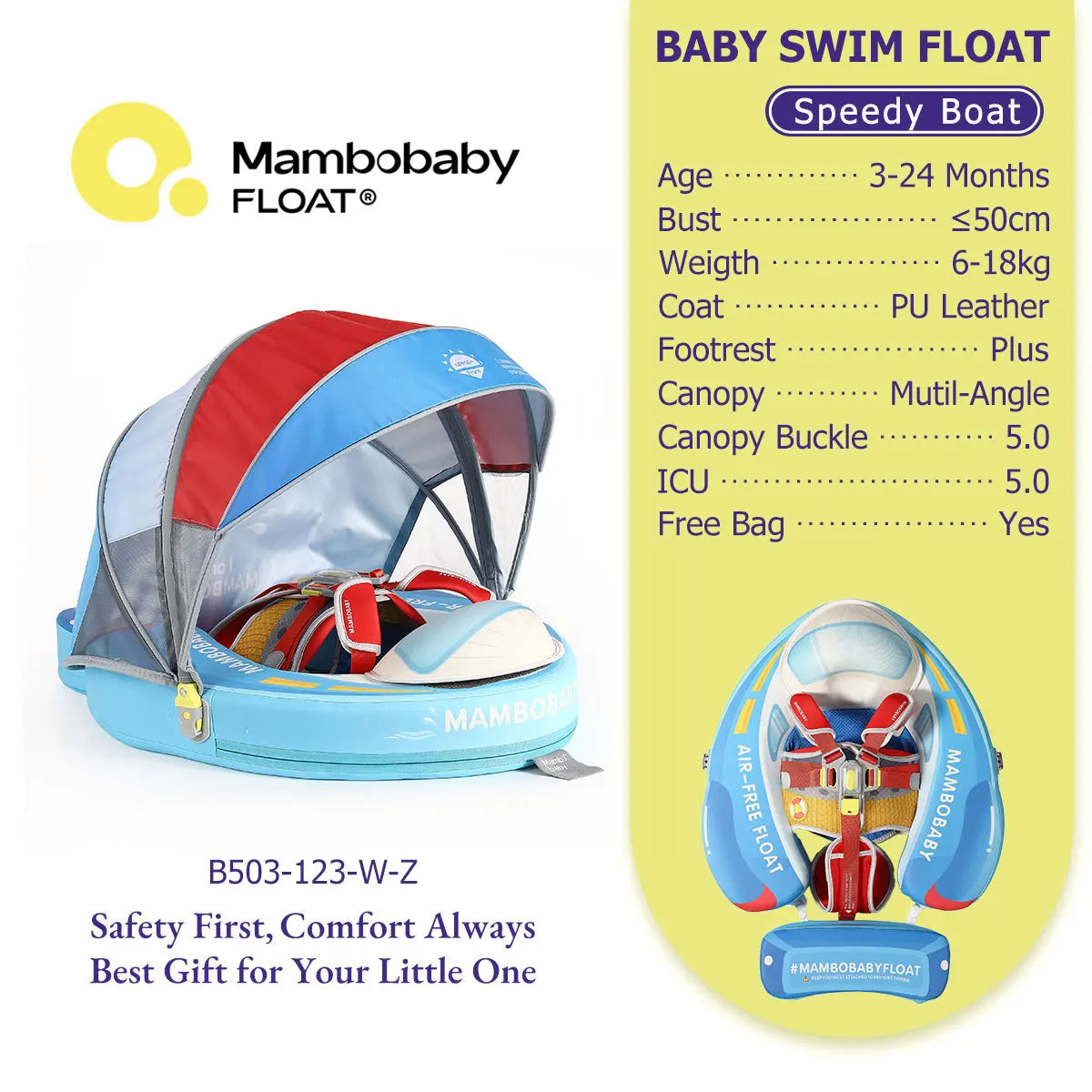 Non-Inflatable Baby Pool Float With Parasol for Adult Supervised Pool time with Littles