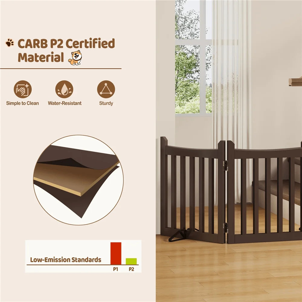 Freestanding Wooden Pet Gate With Door For Doorways