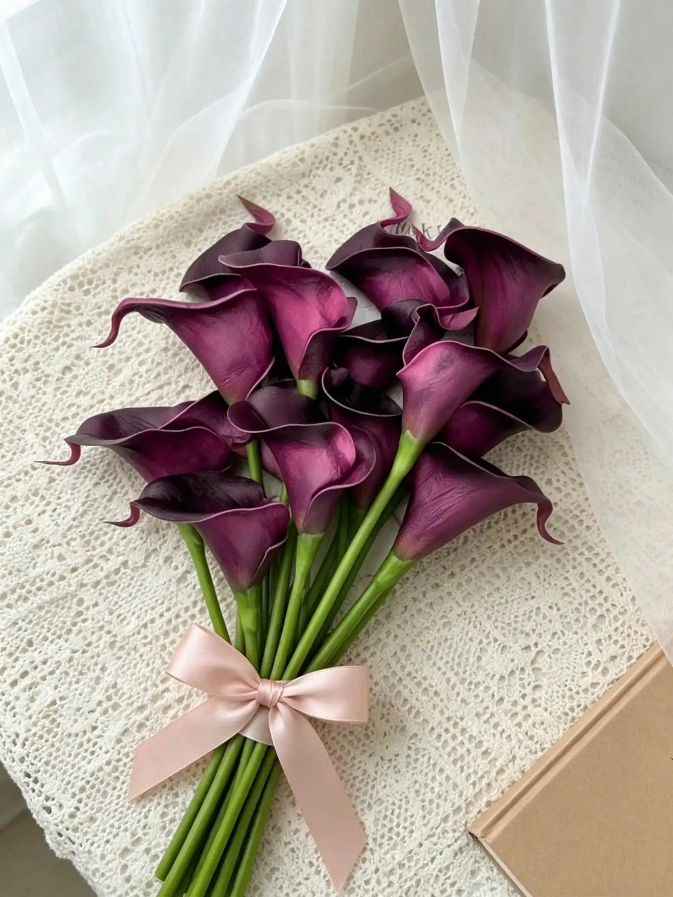 4pcs/8pcs/10pcs Artificial Calla Lily Bouquet, Realistic Touch Silk Flowers; Suitable For Weddings, Parties, Home Decor
