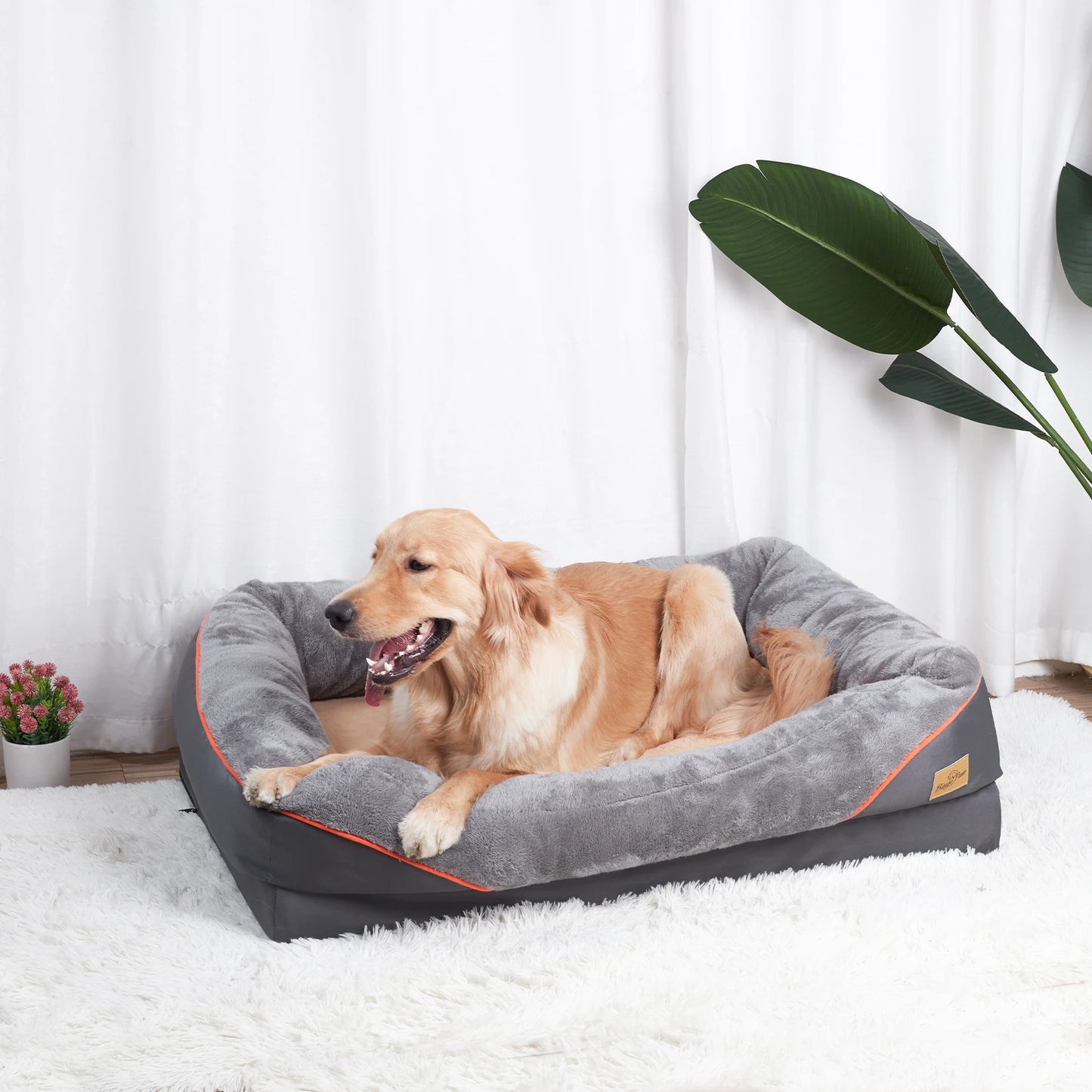 Large Dog Bed, Comfortable Anti Allergy Fleece with Removable Washable Cover.