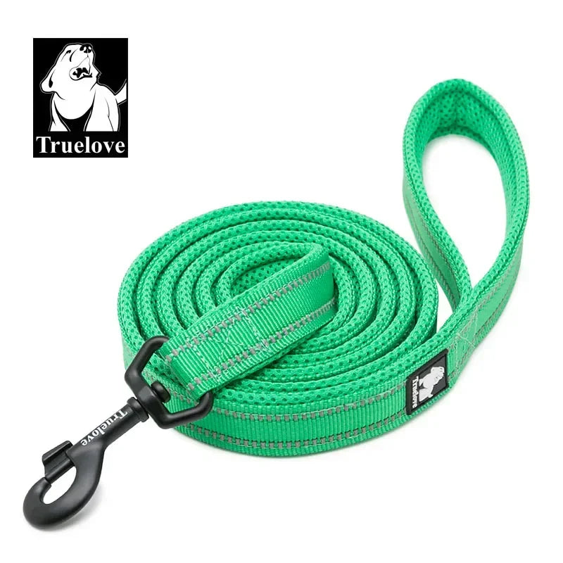 Soft Reflective Pet Leash of Nylon Mesh and Padded Handle for Safe and Comfortable Dog Walks