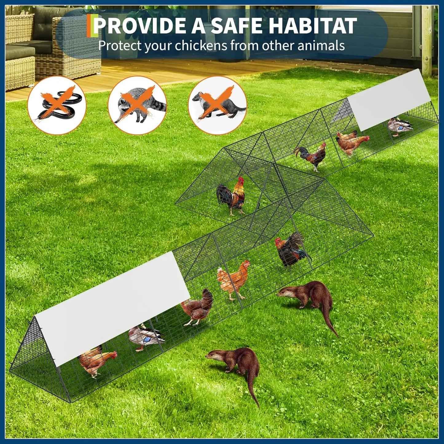 HiMISS Metal Chicken Tunnel Outdoor Yard Poultry Cage For Hens