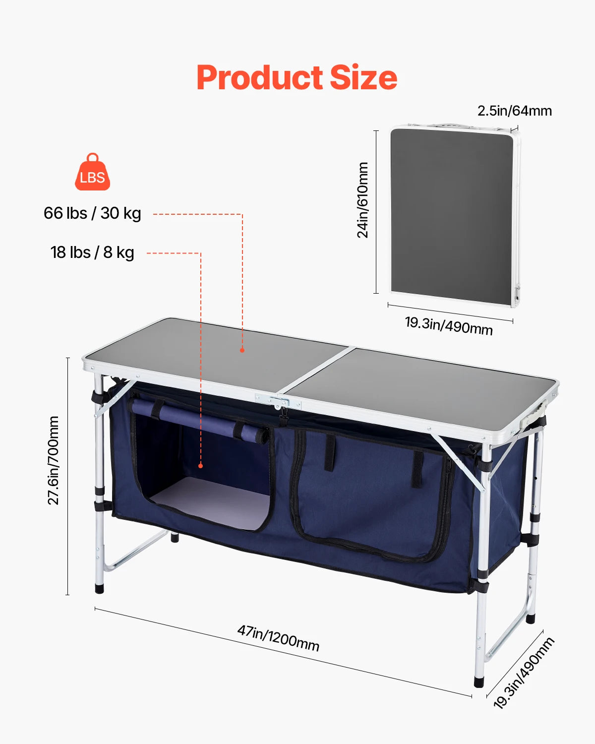 SucceBuy Folding Camping Kitchen Table For Outdoor Cooking