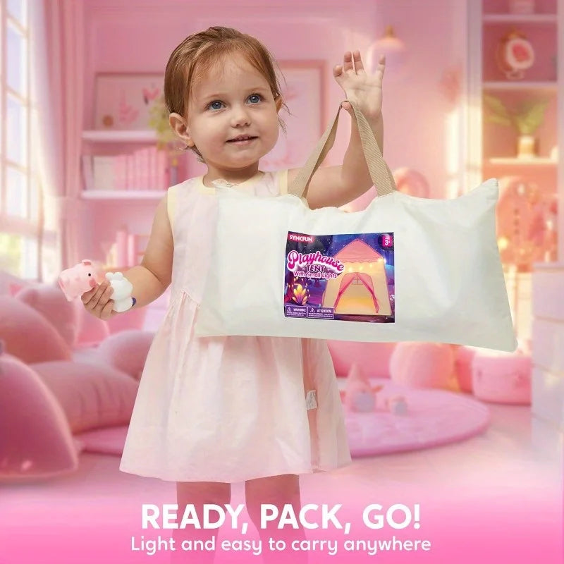 Princess Castle Tent For Girls With LED Star Lights, Easy Setup for Indoor Dramatic Play