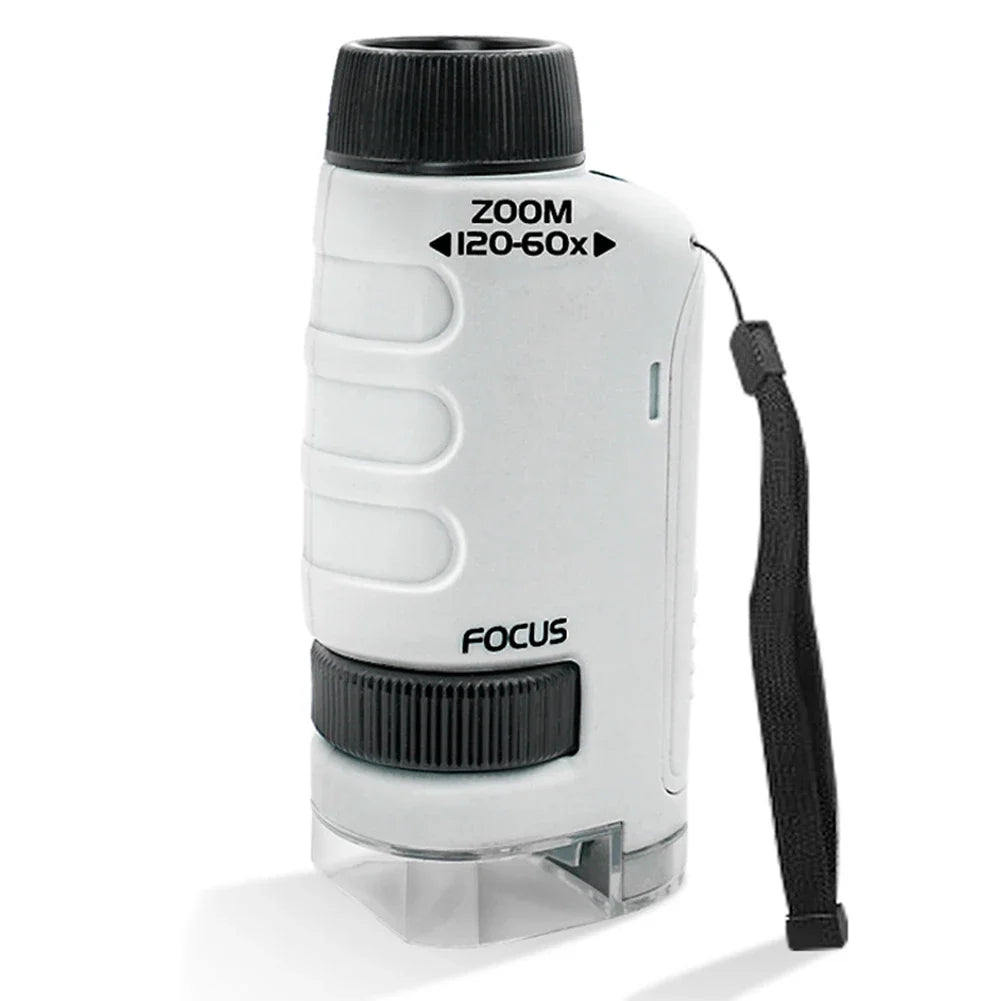 Handheld Microscope Kit With LED Light For Learning in the Great Outdoors, uses batteries for best hands-on discovery