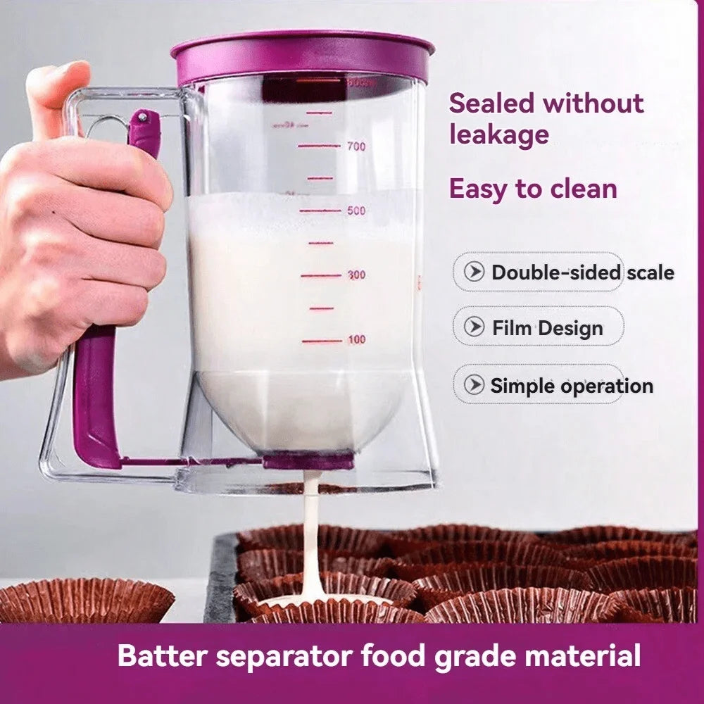 Pancake Batter Dispenser With Handle, Pairs with mini Pancake griddle, Batter Mixing Dispenser, Perfect For Pancakes, Cupcakes, Waffles, Muffin Batter, Cakes, use with Cupcake Liners. A great Kitchen Tool for Family Gathering