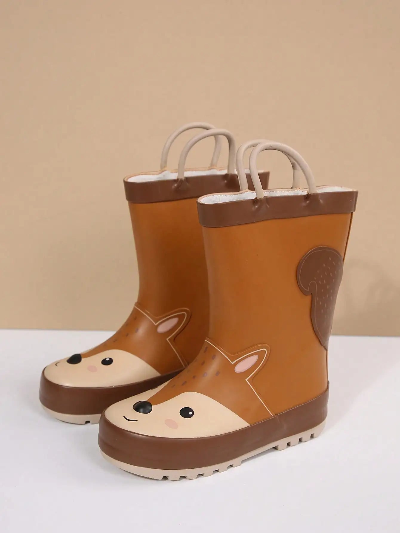 Cute Waterproof Puddle Boots For Toddler Boys And Girls, Lightweight Anti-Slip Rain Boots with Easy Pull-On Handles for Outdoor Play