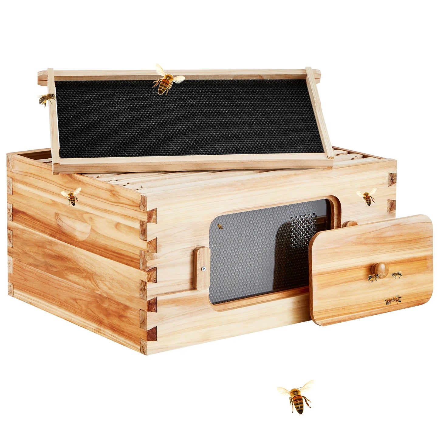 SucceBuy Bee Hive Deep Box Starter Kit Beeswax Coated Natural Cedar Wood