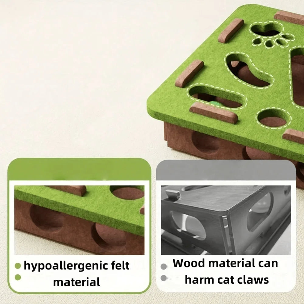New Interactive Cat Toy, Cat Puzzle Toy With Maze And Bell Ball, Durable Felt Material, Battery-Free, Suitable For Indoor Cats