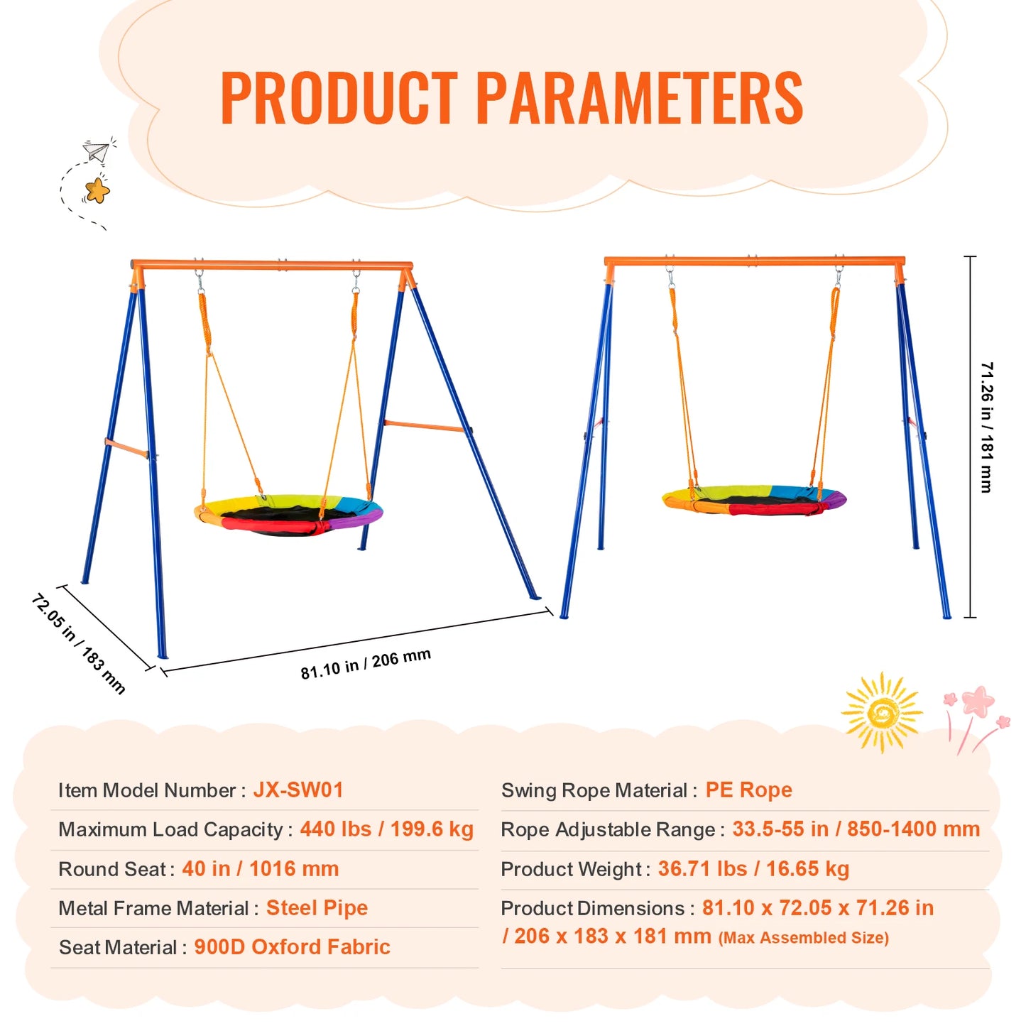 SucceBuy Backyard Swing Set With Saucer Swing And Belt Swings