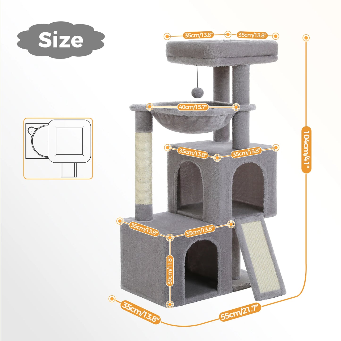 Indoor Multi-Level Cat Tower With Sisal Scratching Pads for exercise, resting, observing