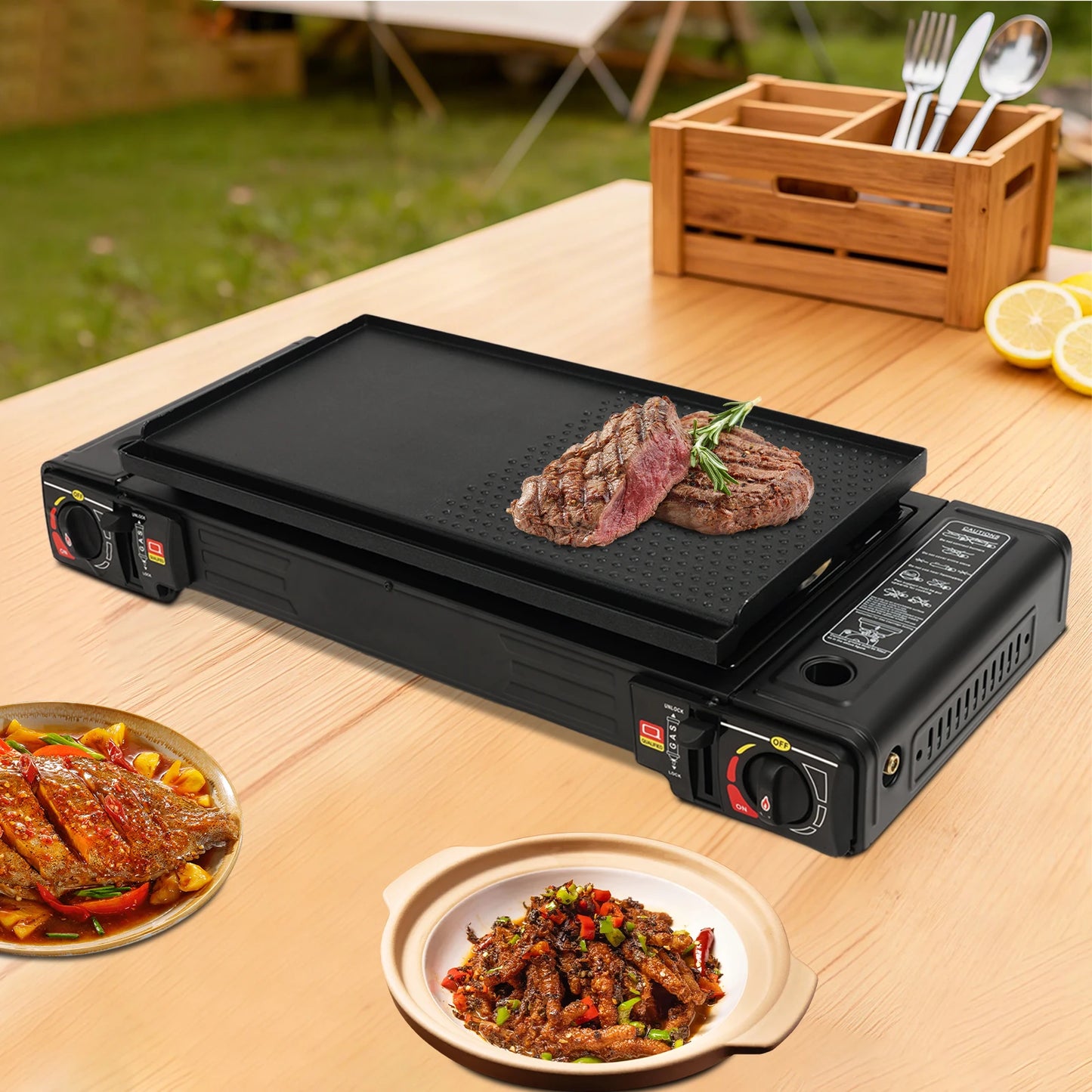 2 Burner Portable Gas Stove With Piezo Ignition And Case