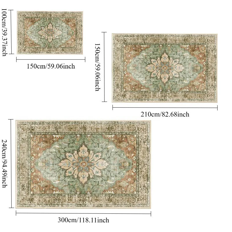 Bohemian Area Rug Non Slip Machine Washable Living Room