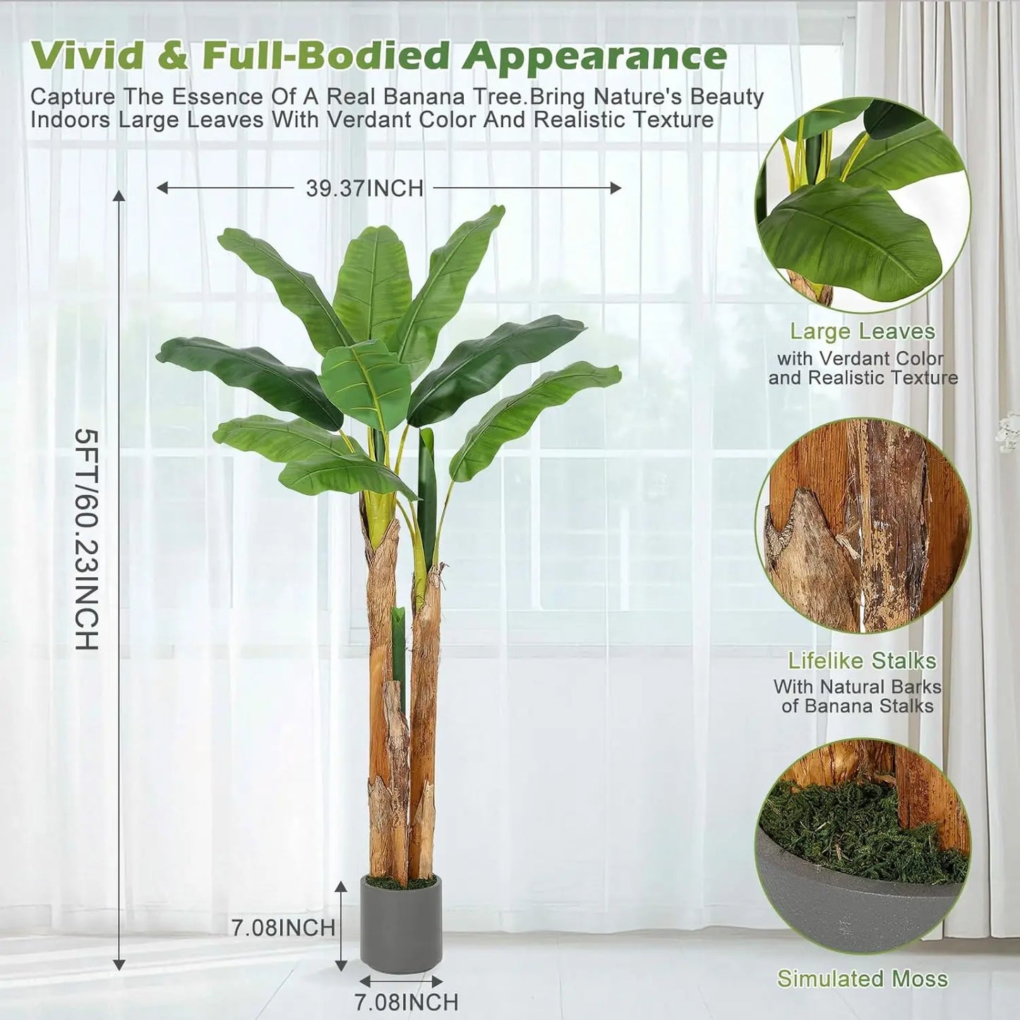 Large Banana Tree - Artificial Plant For Adding Green Spaces to Home and Office Decor